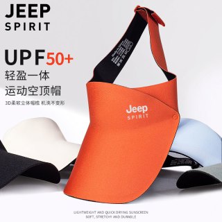 JEEP SPIRIT JEEP运动空顶鸭舌帽2023新款男女马拉松跑步防晒帽防紫外线遮阳帽