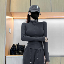 唐造2025春秋新款女装冬加绒黑色打底衫女款内搭外穿洋气t恤3038