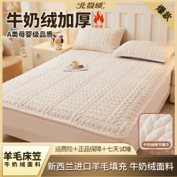 北极绒 A类牛奶绒羊毛床笠透气防水加厚床罩套防滑床罩床床笠套件