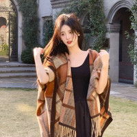 秋冬季斗篷外套女小个子披肩外搭苏黎世围巾披肩T26
