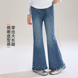 媛媛公主 女童牛仔裤秋季新品喇叭裤潮