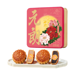 元朗 广式月饼礼盒 咸蛋黄白莲蓉火腿五仁 500g