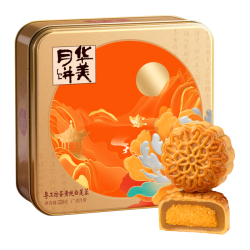 华美 经典广式蛋黄白莲蓉月饼 320g 礼盒