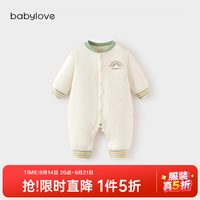Babylove 婴儿连体衣秋冬季衣服宝宝恒温保暖薄夹棉哈衣棉服 翠微绿 90cm