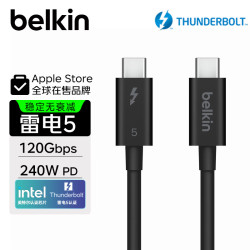 贝尔金 INZ005qc1MBK 雷电5 240W快充 1米 Type-C数据线