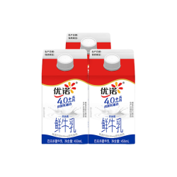 优诺 4.0+优质乳蛋白鲜牛奶450ml*6盒*4期  共24盒（每盒5.61元）