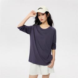 佐丹奴 26秋季新款休闲纯棉T恤松弛显瘦圆领插肩中长款针织长袖女款