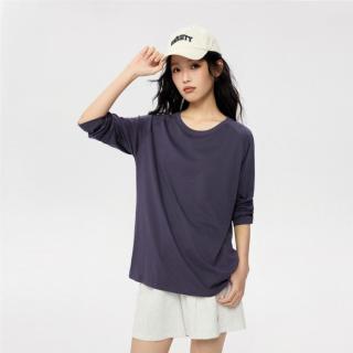 佐丹奴 26秋季新款休闲纯棉T恤松弛显瘦圆领插肩中长款针织长袖女款