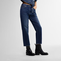Lee 26秋冬新品舒适直筒牛仔裤中深蓝色女潮