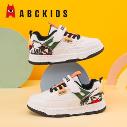 ABCKIDS ABC KIDS  百搭防滑 童鞋板鞋秋季皮面拼色魔术贴中小童男孩防滑校园休闲儿童板鞋 白绿色 32 中秋好价