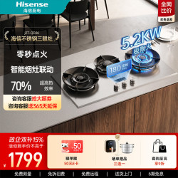 海信 燃气灶不锈钢智能定时天然气煤气灶双灶5.2KW猛火三眼灶台嵌两用70%高热效率