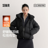 森马 90绒子含量 黑色 M 短款羽绒服
