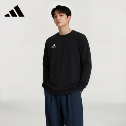 adidas 卫衣秋季简约百搭舒适男运动套头衫休闲运动服 黑色 3XL