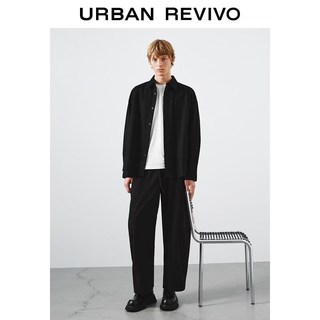 URBAN REVIVO UUY660002 棉质松紧腰弯刀裤 黑色 31