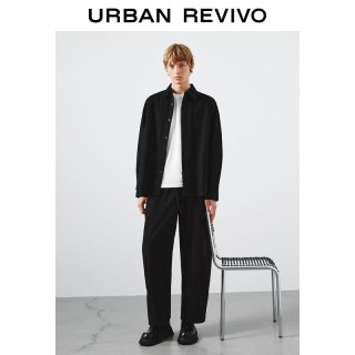 URBAN REVIVO UUY660002 棉质松紧腰弯刀裤 黑色 31
