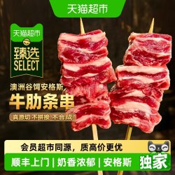 澳贝美 猫超臻选澳洲安格斯牛肉串谷饲牛肋条串澳贝美原切日式烧鸟烧烤肉