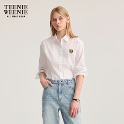 TEENIE WEENIE 【学院风】小熊气质通勤简约刺绣女衬衫 三色可选