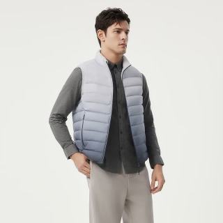 坦博尔 秋冬羽绒服男轻薄短款立领羽绒保暖内搭外穿马甲 几何线条灰 XL (180)