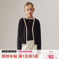 ELLE kids 黑白撞色针织开衫羊毛混纺V领 黑色 120 10168400586782