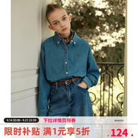 ELLE kids 刺绣水洗牛仔衬衫宽松休闲百搭 牛仔蓝 120 10166831107978