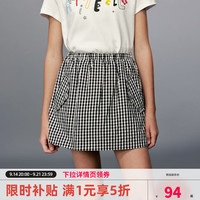 ELLE kids 格纹绣花 黑白格-半裙 120 221599384