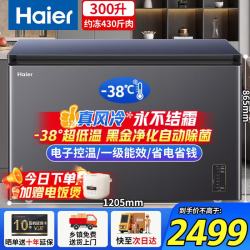 海尔 一级能效节能风冷无霜冷柜零下38度超低温全冷冻冷藏两用单温切换大容量小型家用