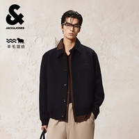 杰克琼斯 5折*刺绣质感 羊毛混纺翻领毛呢大衣