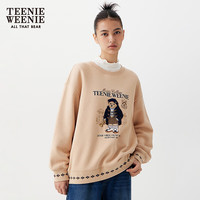 今日必买：TEENIE WEENIE 小熊卫衣冬款格纹图案拼接刺绣时髦圆领内搭女上衣
