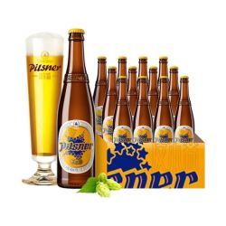 青岛啤酒 皮尔森自然发酵纯麦精酿啤酒 450mL*12瓶+赠啤酒扎杯