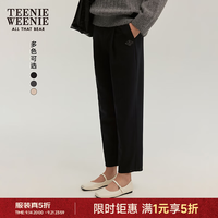 TEENIE WEENIE 小熊2024年秋两穿四面弹九分裤萝卜裤复古休闲裤 黑色 160/S