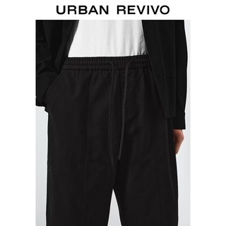 URBAN REVIVO UUY660002 棉质松紧腰弯刀裤 黑色 31