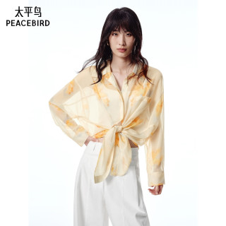 太平鸟 女装夏季印花衬衫上衣A1CAF2601 暖黄色 M