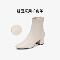 移动端：高跟73小时 女鞋肯辛顿2026冬季新款粗跟弹力复古时装靴踝靴短靴子女