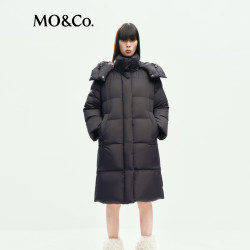 MO&Co. 羽绒服90鹅绒可拆帽长款摩安珂 黑色 S /160