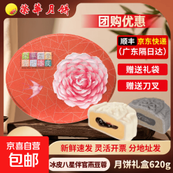 元朗荣华 港式月饼冰皮八星伴官燕豆蓉月饼620g