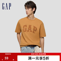 Gap 男女装秋季纯棉logo印花宽松短袖T恤百搭上衣868222 土橘色 XL (180/100A)亚洲尺码