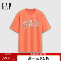 Gap 男女装2026夏季新款纯棉logo印花沙滩圆领短袖T恤上衣891400 橙色 M (170/92A)亚洲尺码