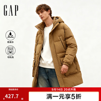 Gap 男装秋季款防泼水绗缝立领连帽羽绒服外套上衣830320 棕色 L (175/96A)亚洲尺码