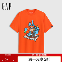 Gap 夏款男女同款装潮流印花logo短袖T恤727959 橙色 L (175/96A) 亚洲尺码