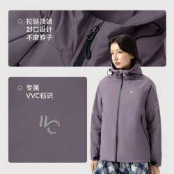 VVC 夹克棉衣男女绵羊毛锁温保暖御寒秋冬防风防水连帽户外通勤夹B 665女款/黑蓝 L