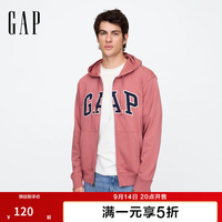 Gap 男女装2025春季字母logo拉链连帽卫衣多色外套美版868454 海棠红 XS 美码 S亚洲码175/88A