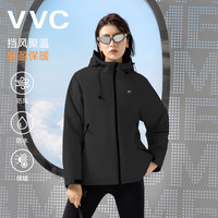 VVC 绵羊毛锁温防风防水连帽夹克 黑蓝 L