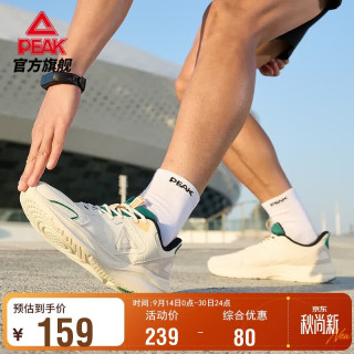 匹克 男鞋态极科技轻跃跑步鞋春季耐磨减震运动鞋男透气休闲鞋DH510531 帆布白色/绿 43