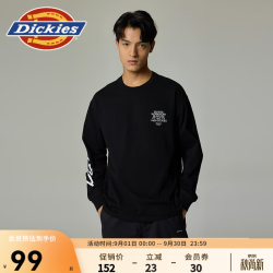 Dickies 男士字母印花长袖T恤 秋宽松圆领卫衣休闲百搭背后大图案上衣