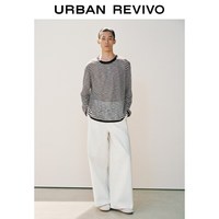 URBAN REVIVO UMF960026 撞色条纹 黑色 XS 男士针织衫