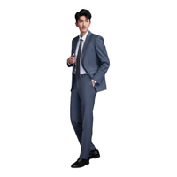 HLA海澜之家 轻商务平驳领西服套装 蓝灰(净色) 180/96A(50A)