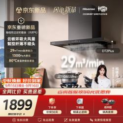 海信 烟灶套装29立方大吸力1300Pa家用抽排吸油烟机DT2Plus+5.2KW双边定时天然气燃气灶DB33Pro