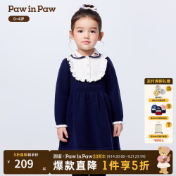 Paw in Paw PawinPaw卡通小熊童装25年冬季新款女宝宝连衣裙时尚 Navy藏青色/59 110