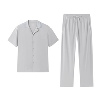 全棉时代 男士凉感水光棉家居服套装 云海雾灰 S