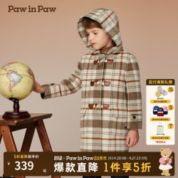 Paw in Paw PawinPaw卡通小熊童装秋冬新男女童绵羊毛毛呢大衣 Grey灰色/15 130 cm